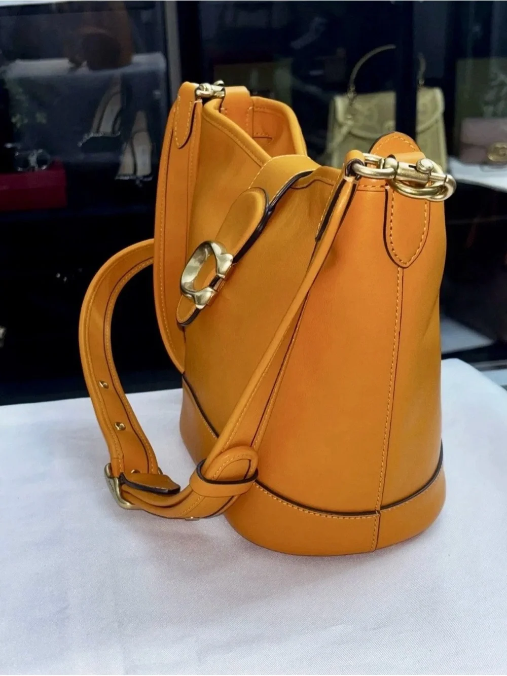 Coach Classic Tali Bucket Crossbody / Shoulder Bag – Canyon Glove-Tan Leather